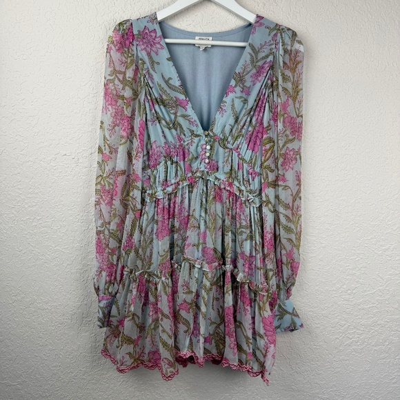 Hemant And Nandita Womens Powder Blue Short Dress Medium - Picture 3 of 11